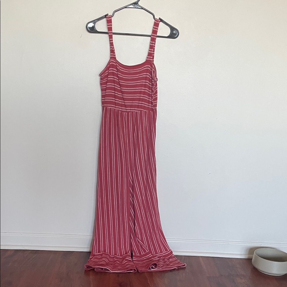 Caution To The Wind Red Striped Jumpsuit